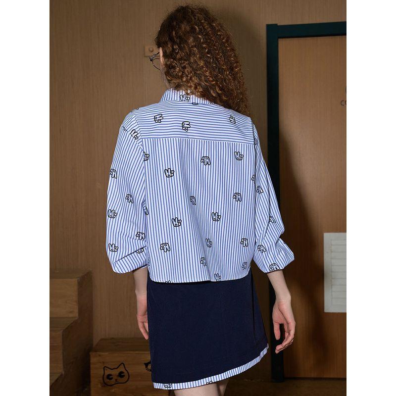 Coolhut Preppy Style Striped Shirt 2026 Spring Women's Casual Printed Versatile Slimming Shirt