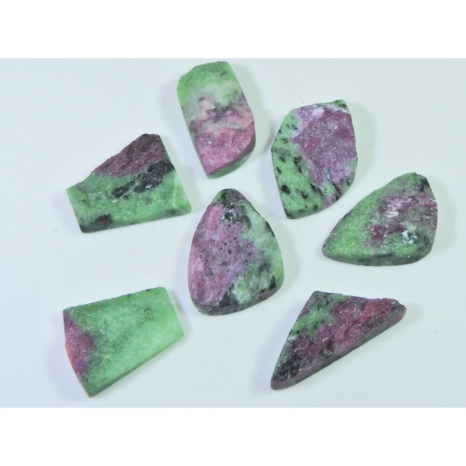 07Pcs Natural Ruby Zoisite Druzy Fancy Cabochon Loose Gemstone Lot 192Cts. C-2347