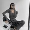 2KWEIRD Y2k T-Shirt Mädchen Crop Tops Frühling Damen Langarm O-Ausschnitt Baumwollshirts Bustier Harajuku Pullover Streetwear Allround-T-Shirt