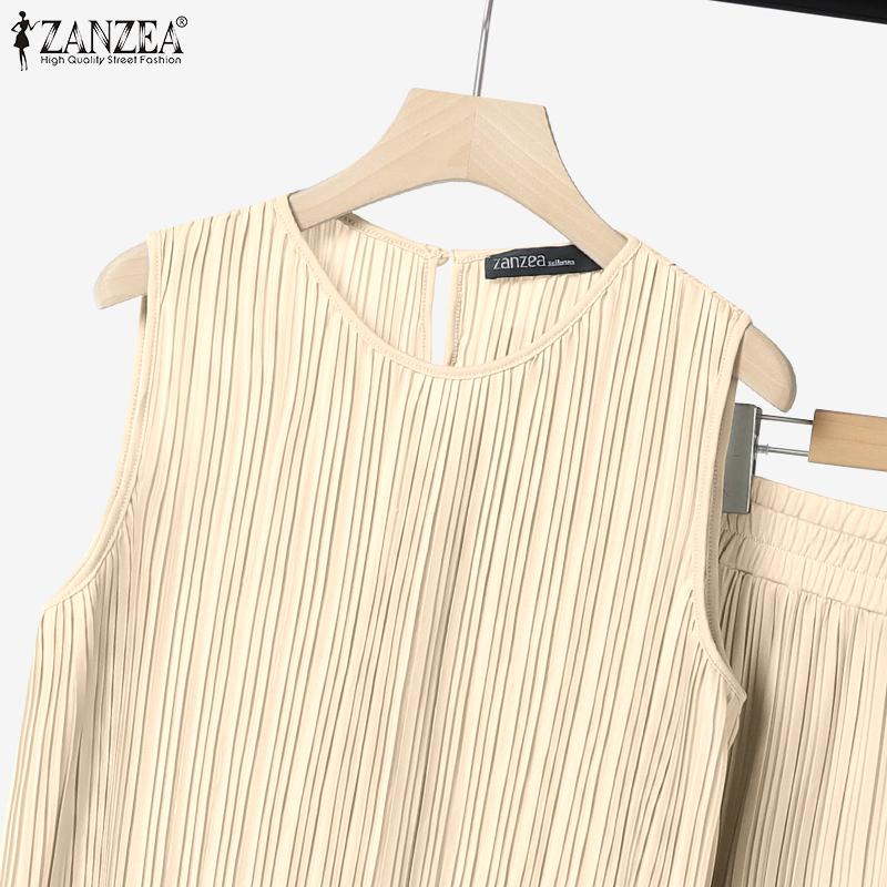 ZANZEA Women Sleeveless Vest Tops and Long Skirts Summer Two Piece Suit Sets