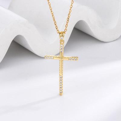 Goldenes Kreuz Mikro-Pavé Nicht-Verblassendes Halskette, Weihnachtsgeschenk Edition