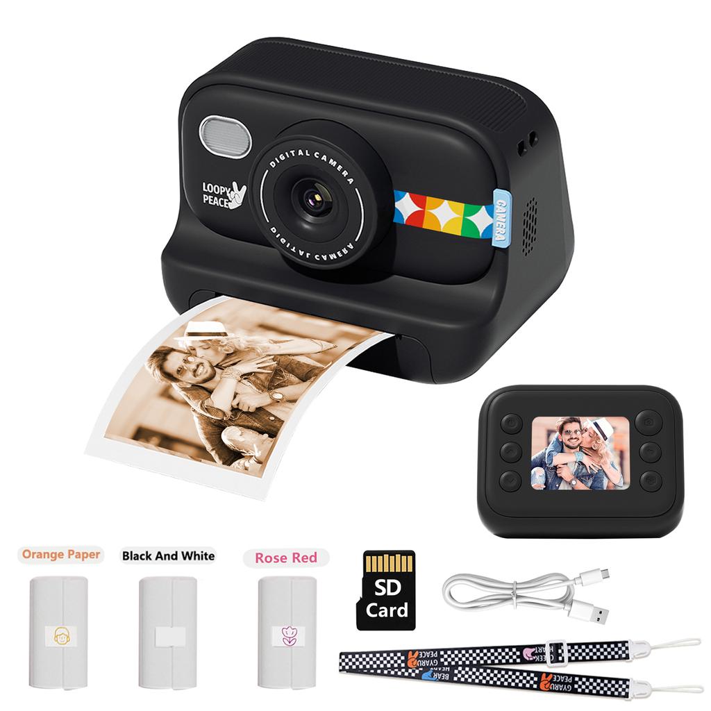 Barevný instantní fotoaparát pro děti, Vánoční dárky k narozeninám pro dívky a chlapce, HD digitální videokamery, termopapír bez inkoustu
