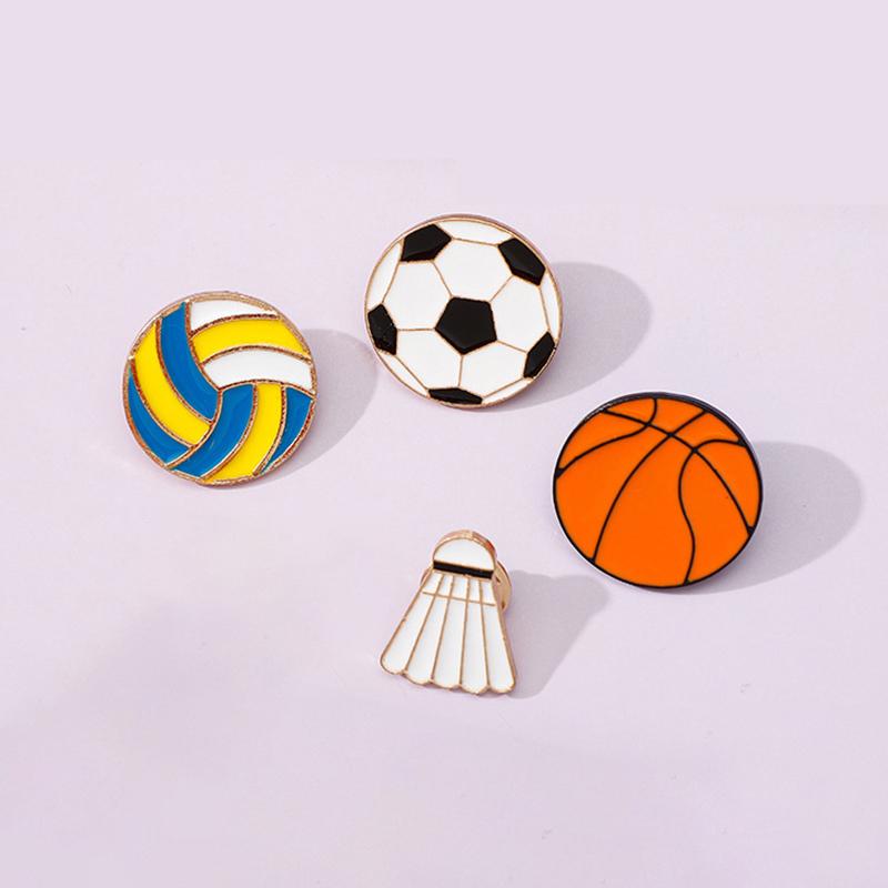 Modische Sport-Anstecknadeln Herren Basketball Badminton Tischtennis Volleyball Rugby Emaille-Abzeichen Metallverschluss Damen Denim-Schmuck