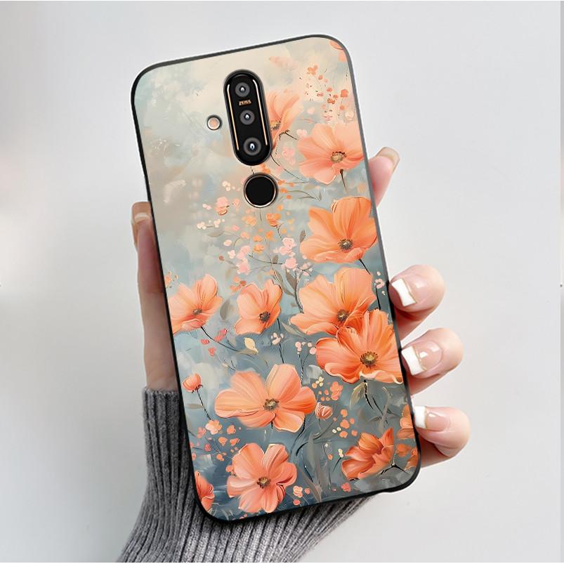 Case For Nokia 8.1 Plus X71 Phone Case Luxury Fashion Butterfly Flowers Black Soft Slim Silicone Cover For Nokia 8.1plus Casing