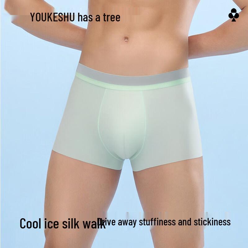 Youkeshu Men's Ice Silk Antibacterial Boxer Briefs 3-Pack