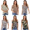 Stylish Women's Leopard Print T-shirt Featuring Cold Shoulder Design Perfect For Summer Wear