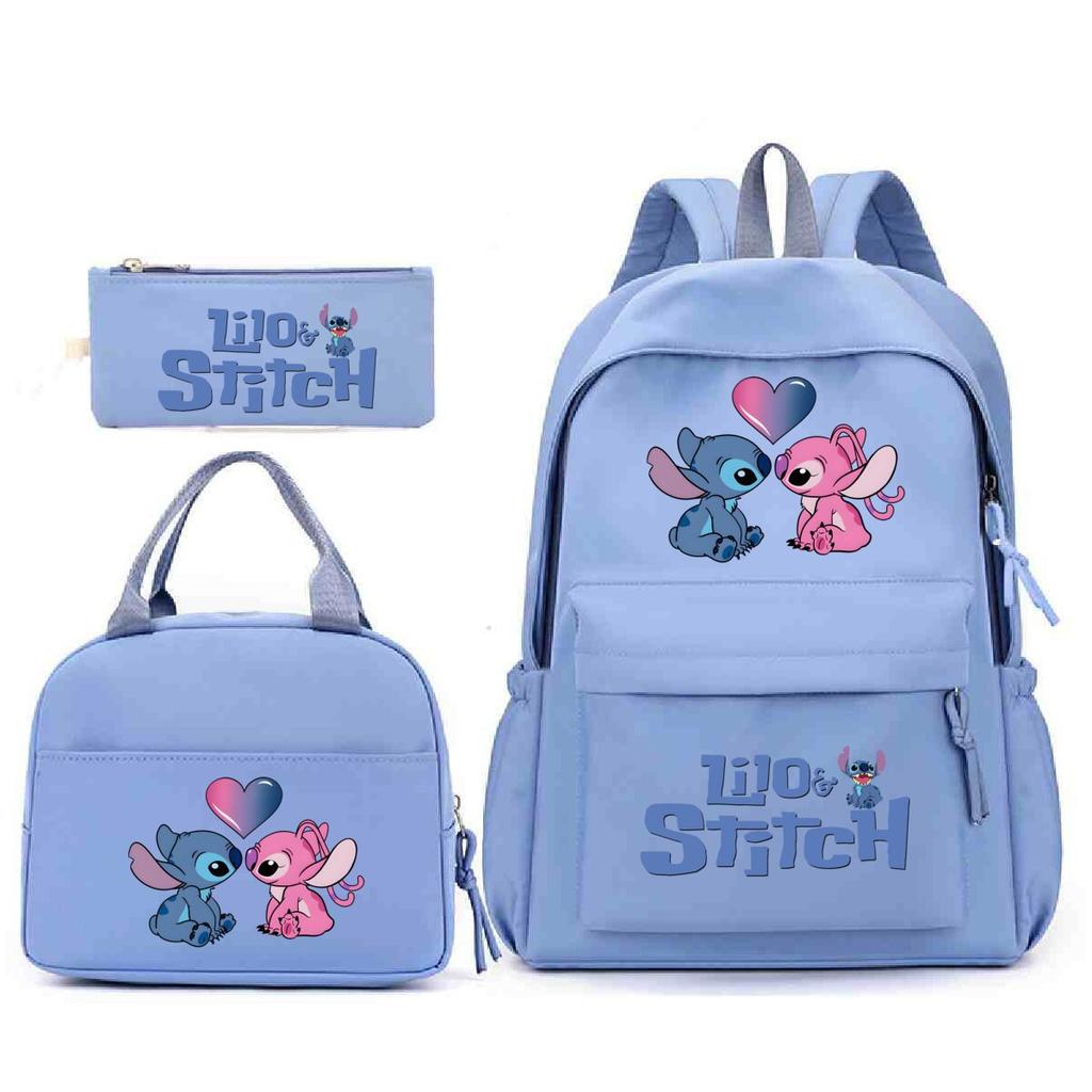 Large Capacity Schoolbag with Shoulder Strap; Student Three-piece Pencil Case Set