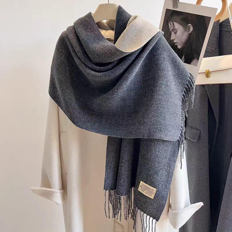 Winter Cashmere Women Scarf Female Luxury Scarves Lady Tassel Bandana Women Solid Shawl Wraps Foulard Tippet Pashmina