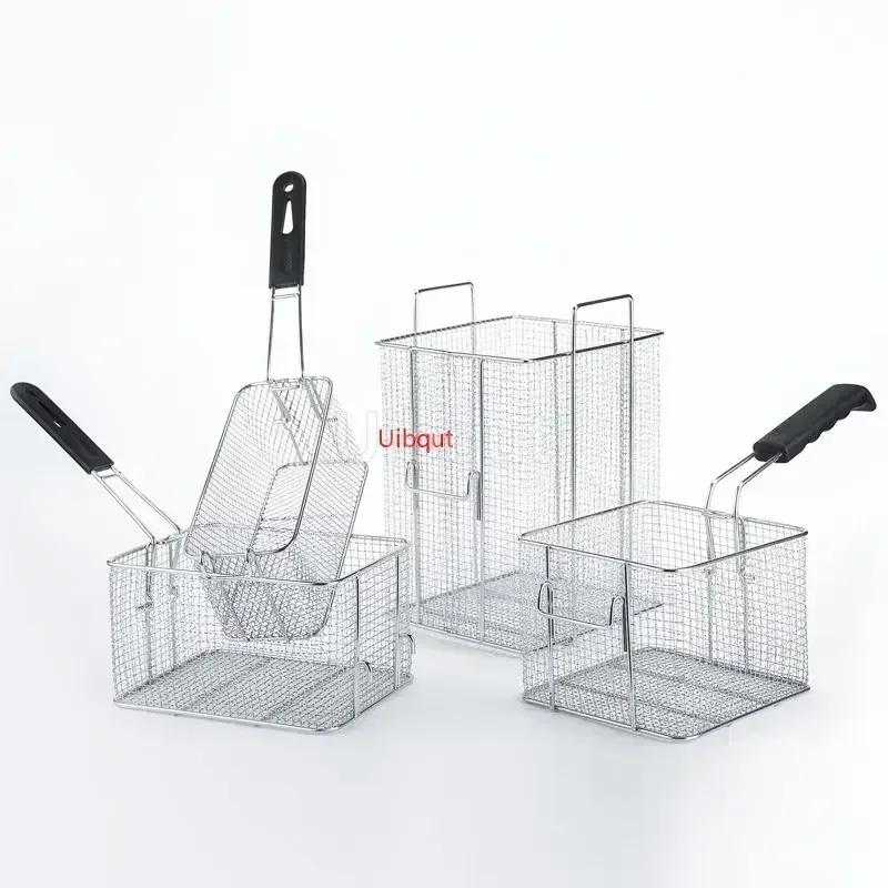 Stainless Steel Fryer Screen French Fries Frame Square Filter Net Encrypt Colander Strainers Shaped Frying Fried Mesh Basket