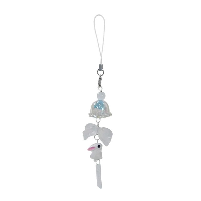 Handmade Rabbits Jellyfish Phone Charm Stylish Phone Chain Phone Accessory Portable Keychain for Trendy Women Ladies 1