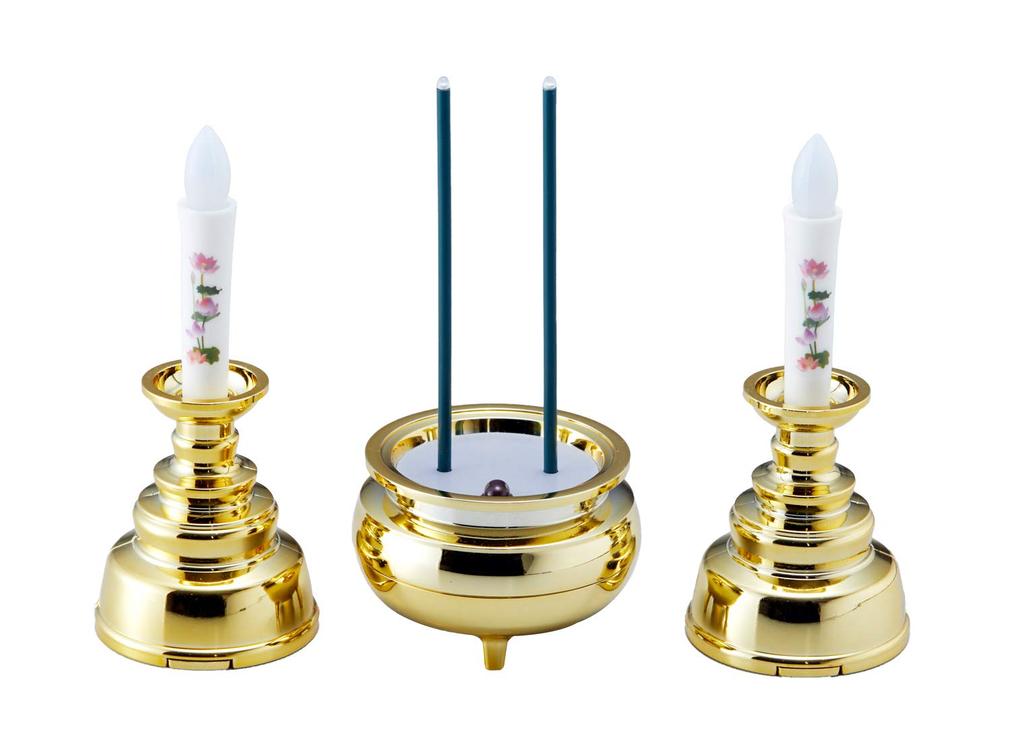 Asahi Denki Kasei Gold Safe Candle and Incense Set, Made in Japan, AGI-104