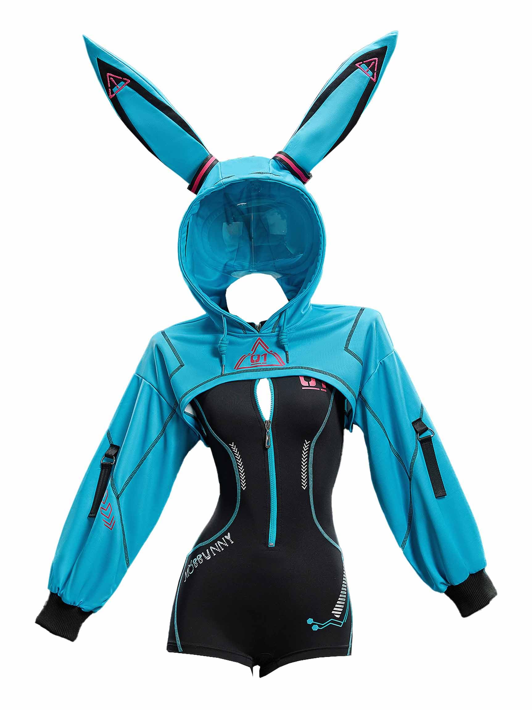 

Mobbunny Beautiful Cosplay Bunny Rabbit Cyber Moe Long Outfit Coat Black Women s Costume, Anime/Game Girl, Style, Style, Cool, Cute, Sportswear, чорний