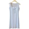 2026 Summer Blue Sleeveless Nightgown with Chest Pads - Women's Sweet Pure Desire Style