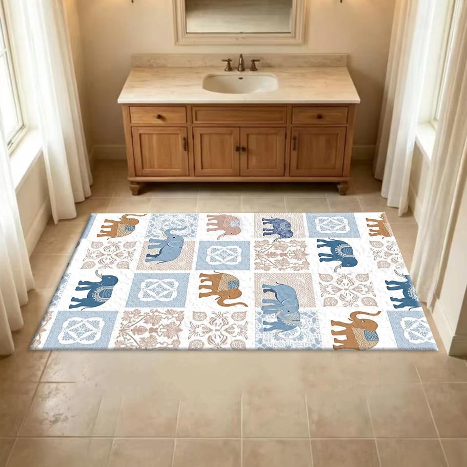 Boho Elephant Pattern Carpet Flooring Stylish Printed Area Rug Decorative Indoor Floor Carpet for Household