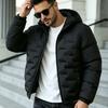 Veste à capuche épaisse et chaude pour homme, Manteau d'hiver matelassé géométrique rembourré avec poches zippées et poignets élastiques pour l'extérieur, les voyages et le quotidien