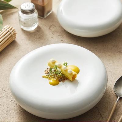 Molecular Tableware White Chinese-style Ceramic Special-shaped Dinner Plate Snacks Dish Hotel Restaurant Commercial Small Plate