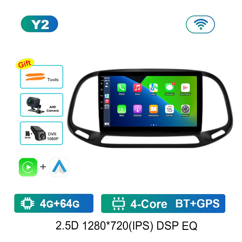 9 Inch Car Video Multimedia Player Android System GPS Navigation for Fiat Doblo 2015 - 2019 Carplay WiFi Touch Screen Bluetooth