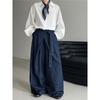 Johnature Vintage Strappy High-waisted Jeans Women Fall Commuter Casual Long Wide-leg Fashion Pants