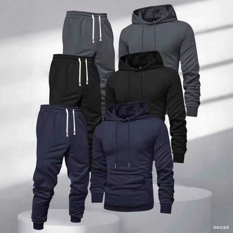 Mens Casual Sport Hoodie Set Loose Fit Long Sleeve Cotton Blend Tracksuit