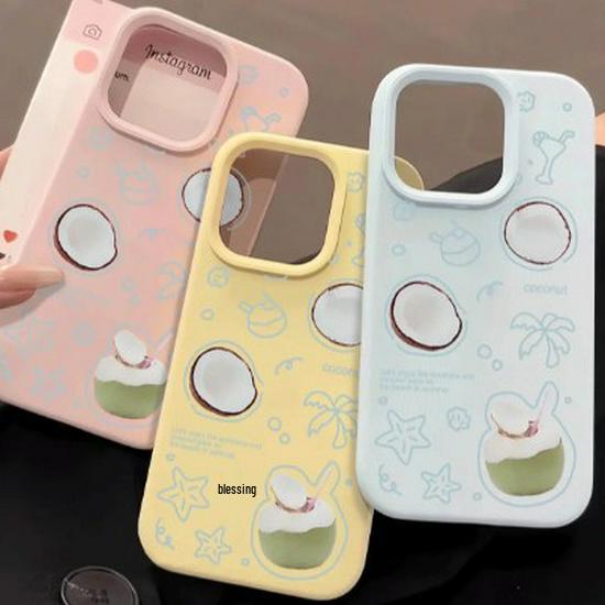 Refreshing Coconut Summer Case for 17promax16, 15Pro14plus Glutinous Rice Shell 12/11, Ins Style