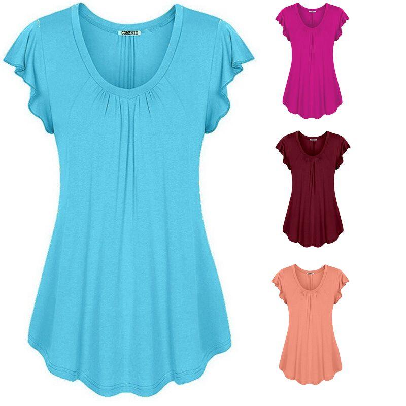 Plus Size Women's Summer Short Sleeve Blouse T Shirt Tops Casual Loose Tunic Tee For Effortless Style And Comfort
