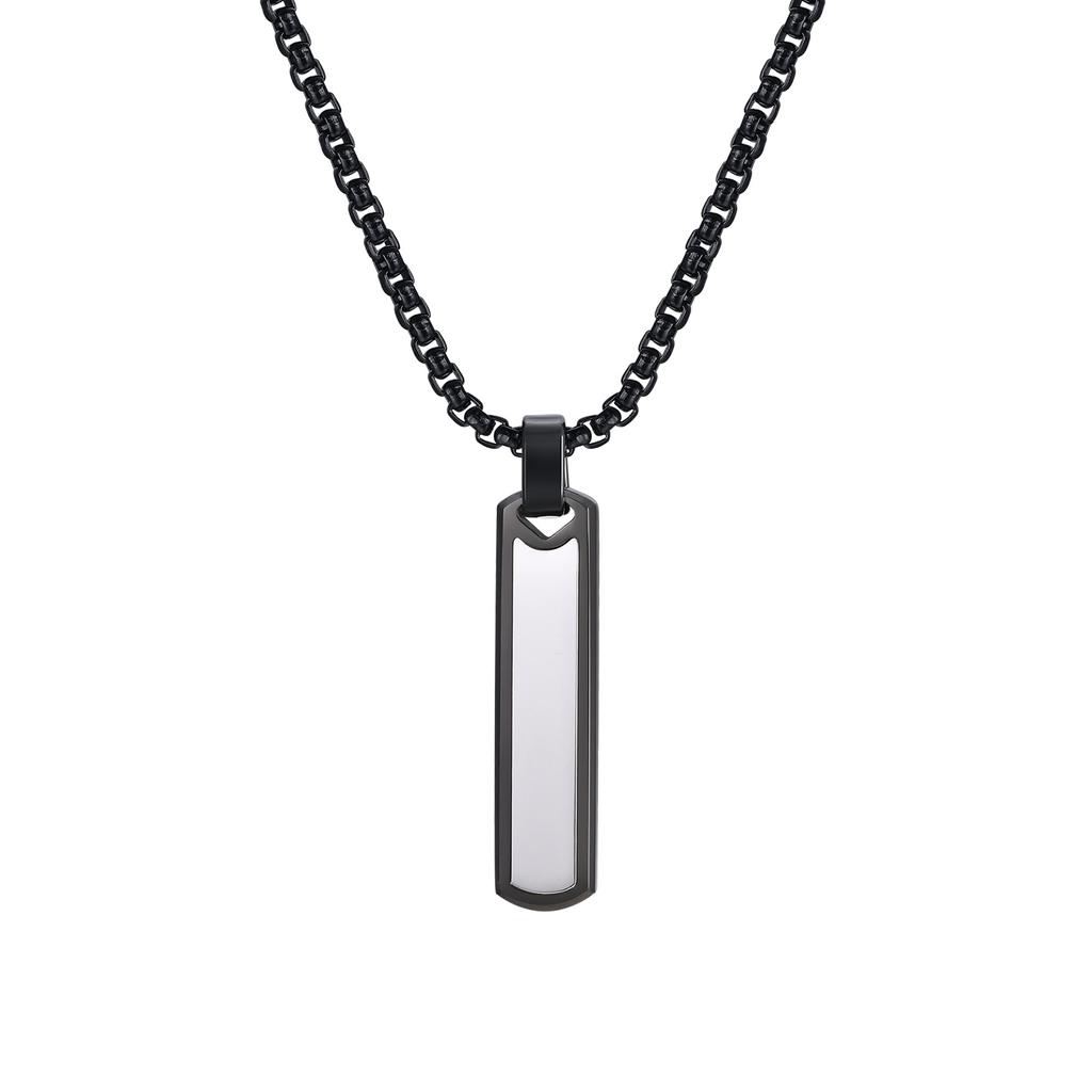 Vertical Pendant Necklace for Men Boys,Stainless Steel Geometric Long Pendant Necklaces,Father Dad Jewelry Gifts