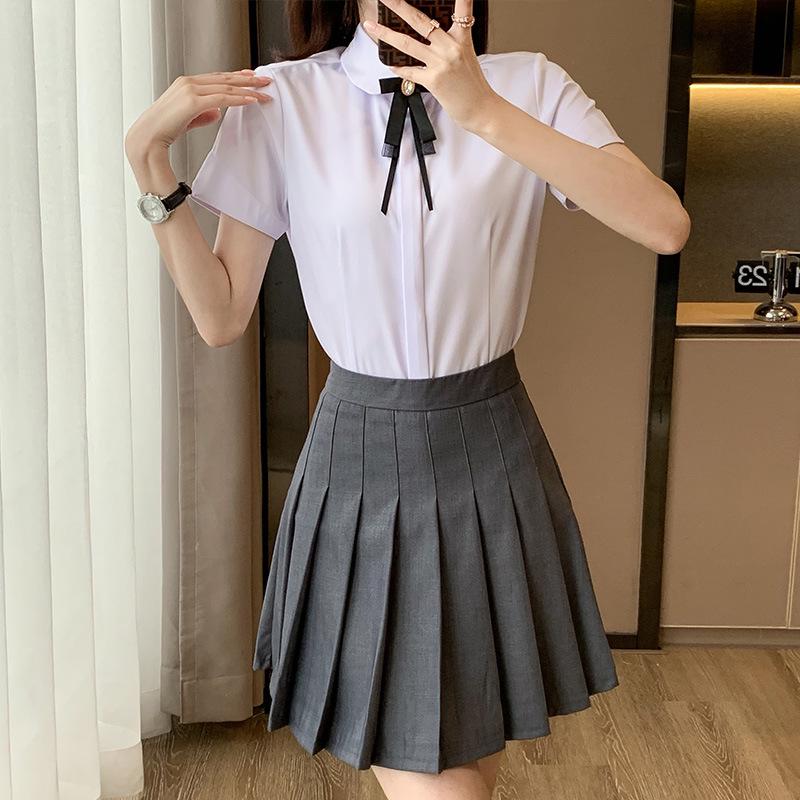 

Women s White Short-Sleeve Professional Workwear Shirt - Formal Summer Uniform XXL