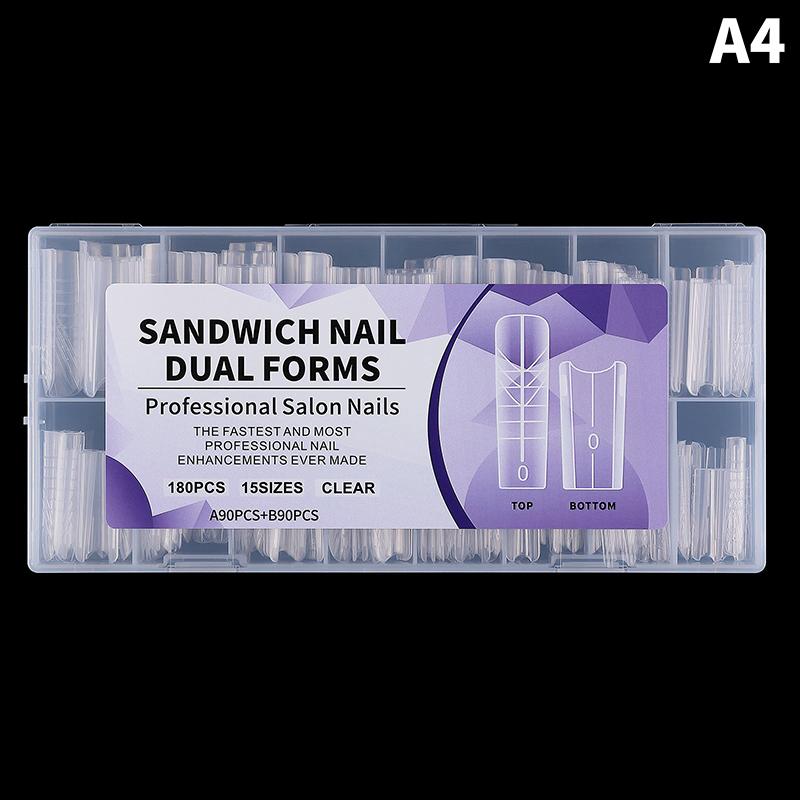 Nail Forms Set 180Pcs Dual Nail Molds for Builder Extension Reusable Tips for Professional Manicure