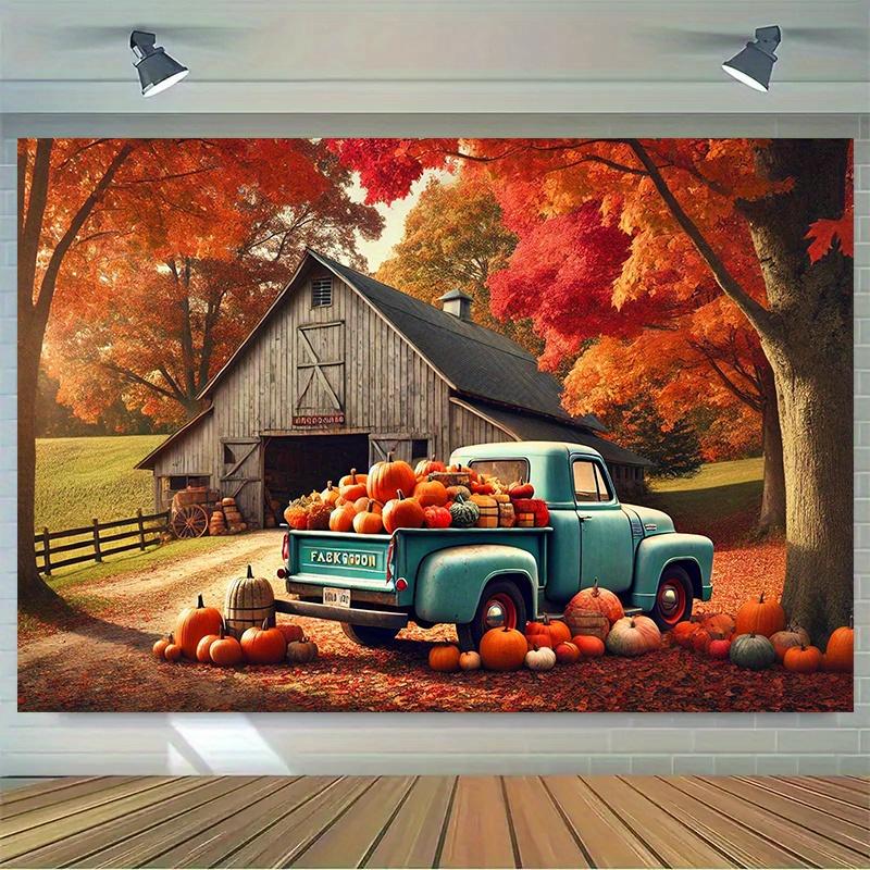 2D plane 1 piece of vintage autumn harvest truck background suitable for home office and outdoor use