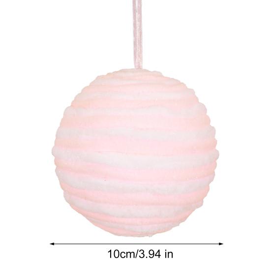 4Pcs Pink Christmas Balls Ornament Large Shatterproof Foam White Pink Stripe Hanging Ball Xmas Holiday Wedding Party Decoration