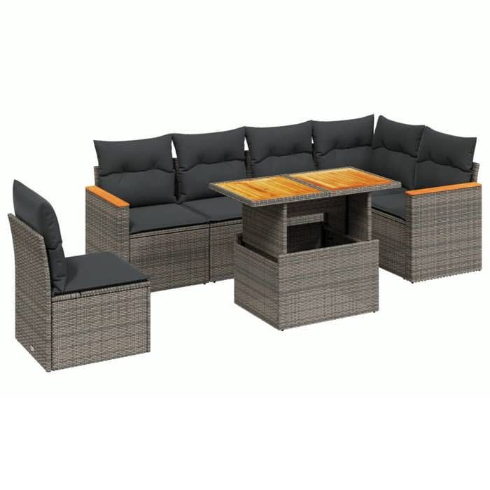 VidaXL Garden Lounge Set with Cushions 7 Pcs, Patio Sofas, Patio Furniture Set, Outdoor Furniture, Grey 3273104