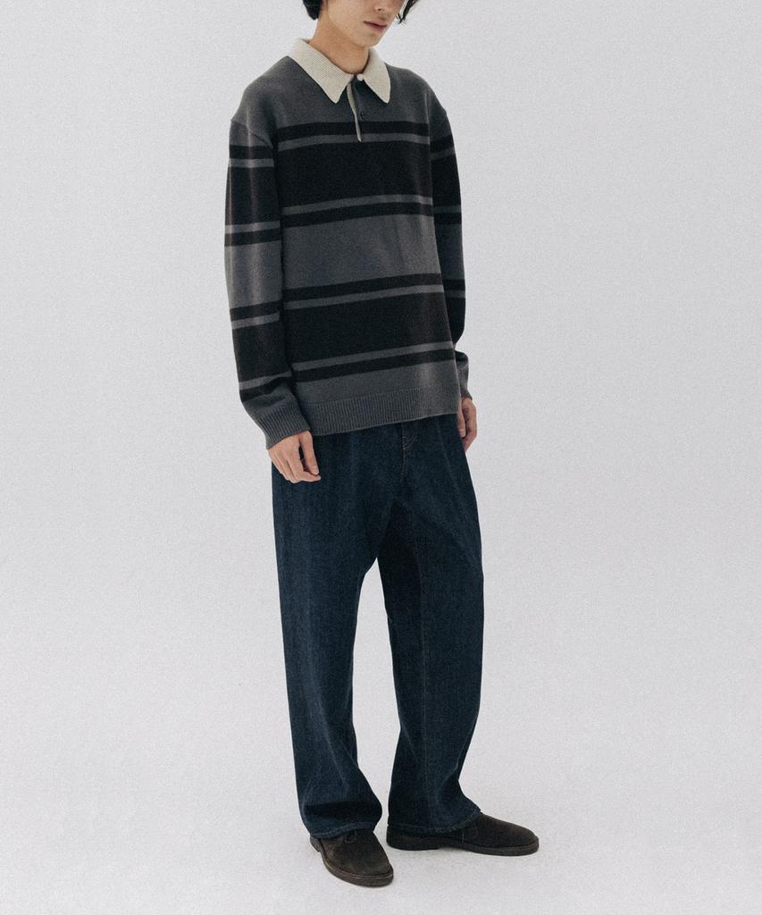 BLANKROOM Block Stripe Knit_Charcoal