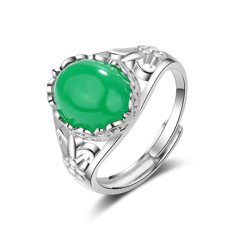 Vintage Chalcedony and Green Agate Adjustable Ring - Ethnic Fashion Jewelry Gift for Her