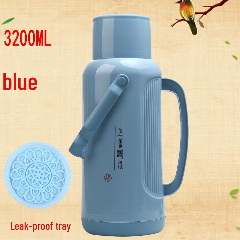 Leather-Covered Glass Liner Thermos Bottle for Dorms - Keeps Water Hot