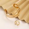 2-teiliges Set Übertreibung Persönlichkeit Goldfarbe Spirale Mehrschichtig Armband Ring Für Frauen Party Pendeln Charms Schmucksets Geschenk