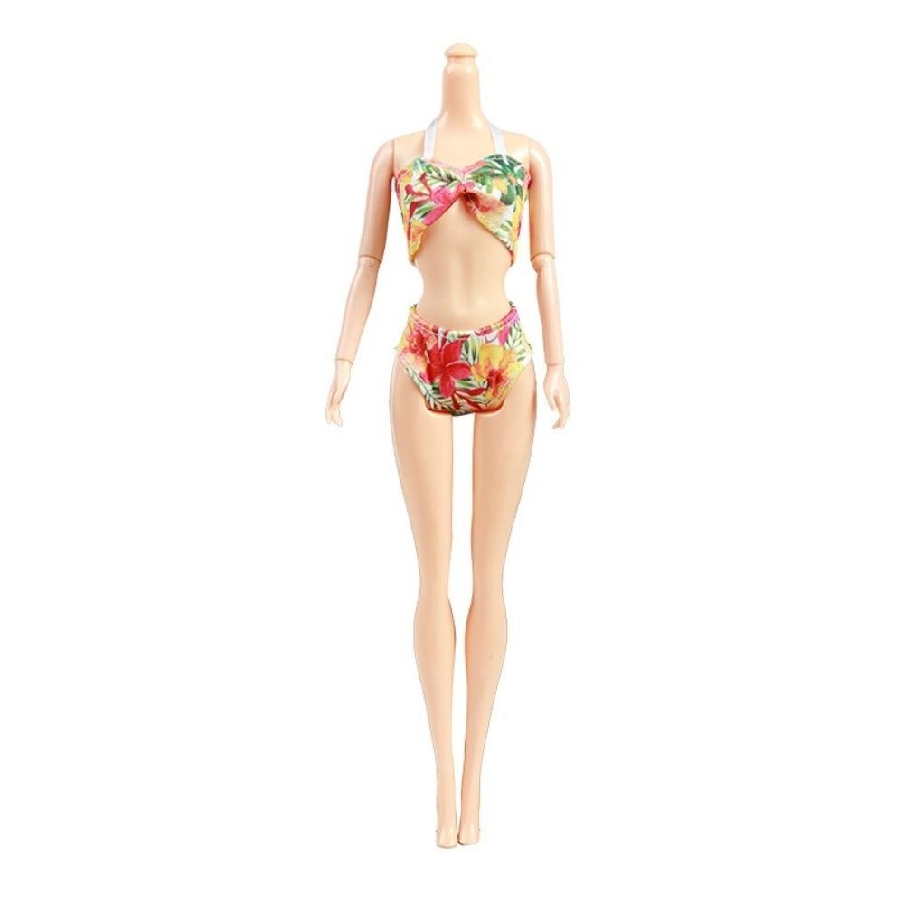 Soft Cloth Fashion Doll Beachwear Floral Print Doll Swimwear Doll Swimsuit Clothes Doll Dress Up