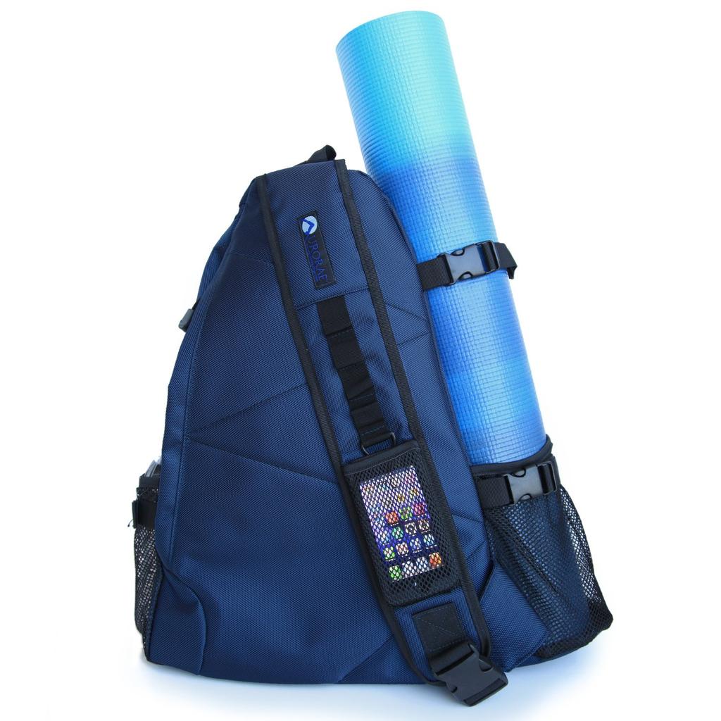 Aurorae Yoga Mat Sports Bag Crossbody Sling Backpack Multi-Purpose (Blue)