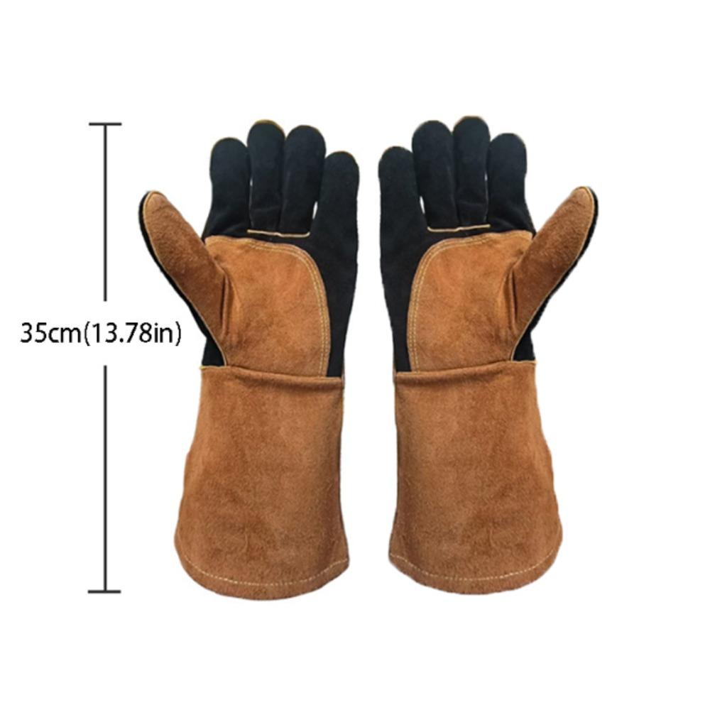 Anti-Splash Welding Gloves Wear-Resistant Insulating Welding Gloves Cowhide Gloves Welding Work 35cm/13.78in