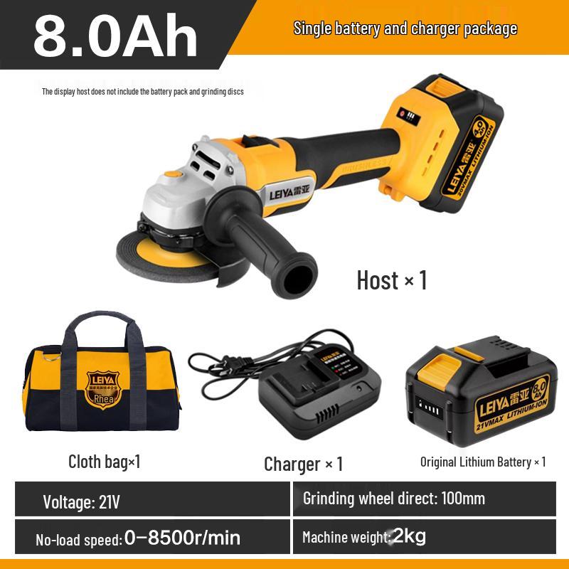Reya A1620 High Power Brushless Angle Grinder, Lithium Battery Powered Cutting and Polishing Tool