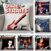 D-Dire S-Straits Band Pillow Case Square Double‑Sided Print Cushion Case For Sofa Home Bedchamber Decor Gift