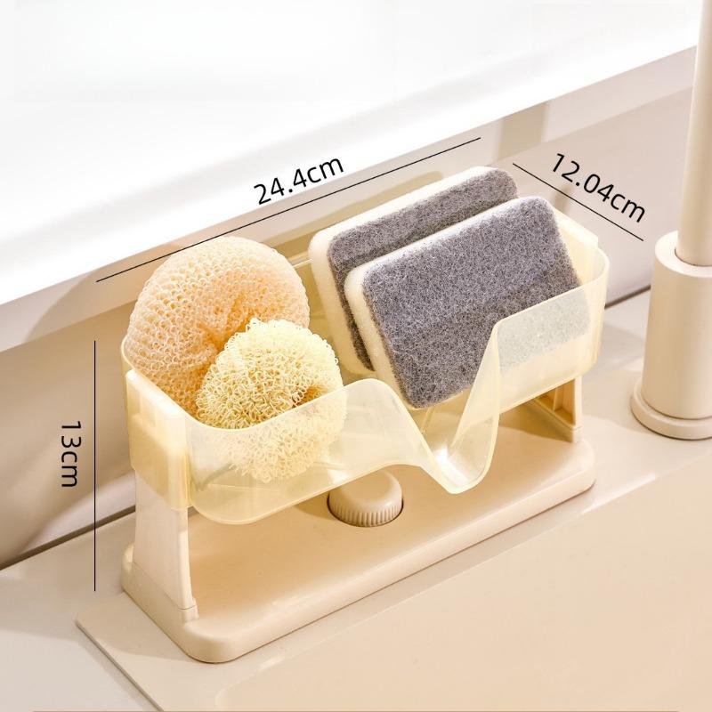 Kitchen Suction Cup Sink Drain Shelf Sponge Wipe Soap Scrub Countertop Storage Rack No Punching Shelf
