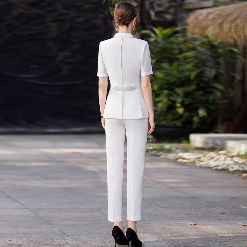 Summer White Short Sleeve Professional Suit - Goddess Style Workwear