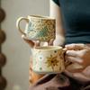 Stor keramisk kaffemugg 360ml, Söt kopp för kvinnor, Idealisk för te eller kaffe, Handmålad blommig design keramikmugg, 1 st