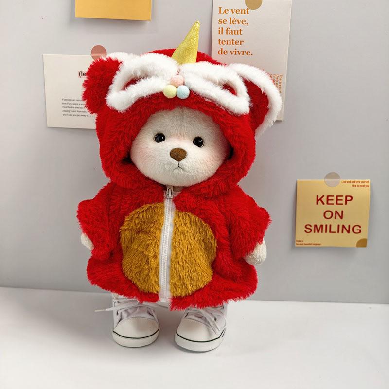 Medium Bear Outfit - Blue Pink Striped Carrot Overalls Set