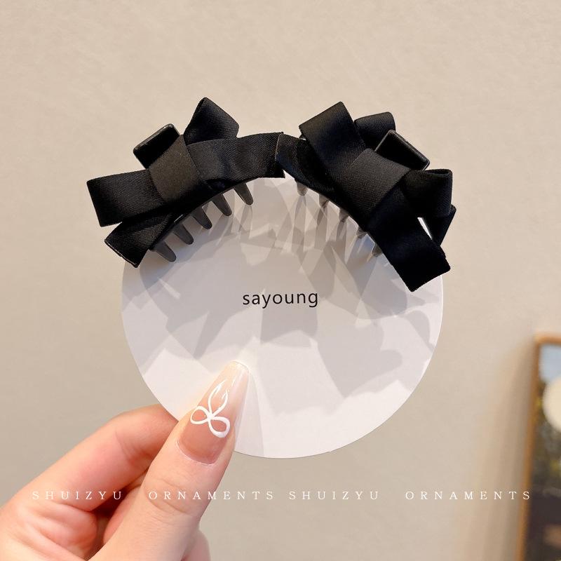 Elf Ear Bow Princess Pearl Hair Clip, Small Claw for Side Bangs, Sweet Temperament Hair Accessory for Women