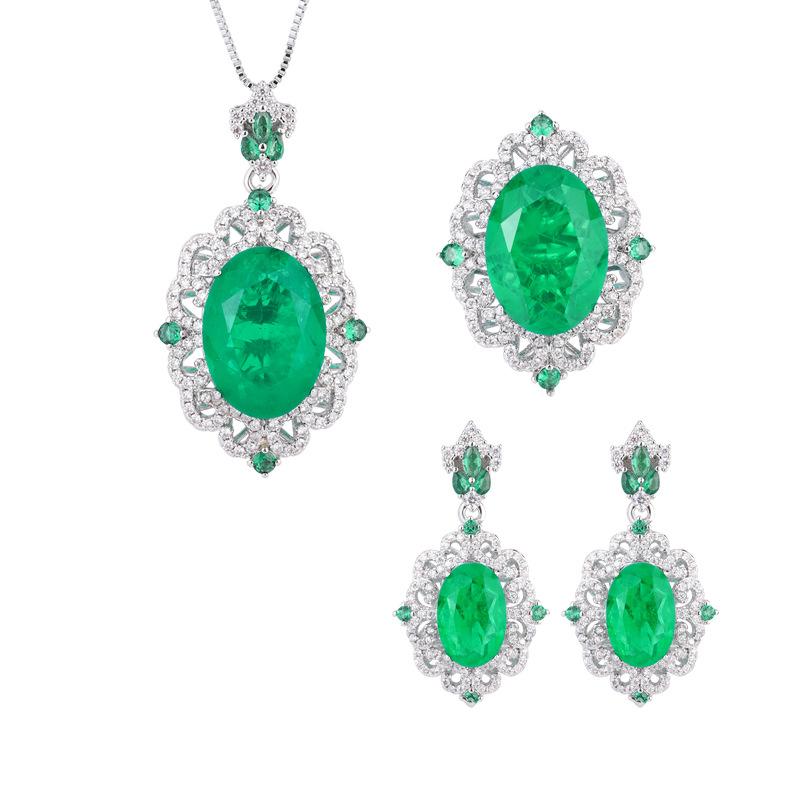 Jewelry Copper Bottom Gold-Plated Simulation Emerald Women'S Suit Creative Full Diamond Luxury Setting 13 * 18-8 * 12