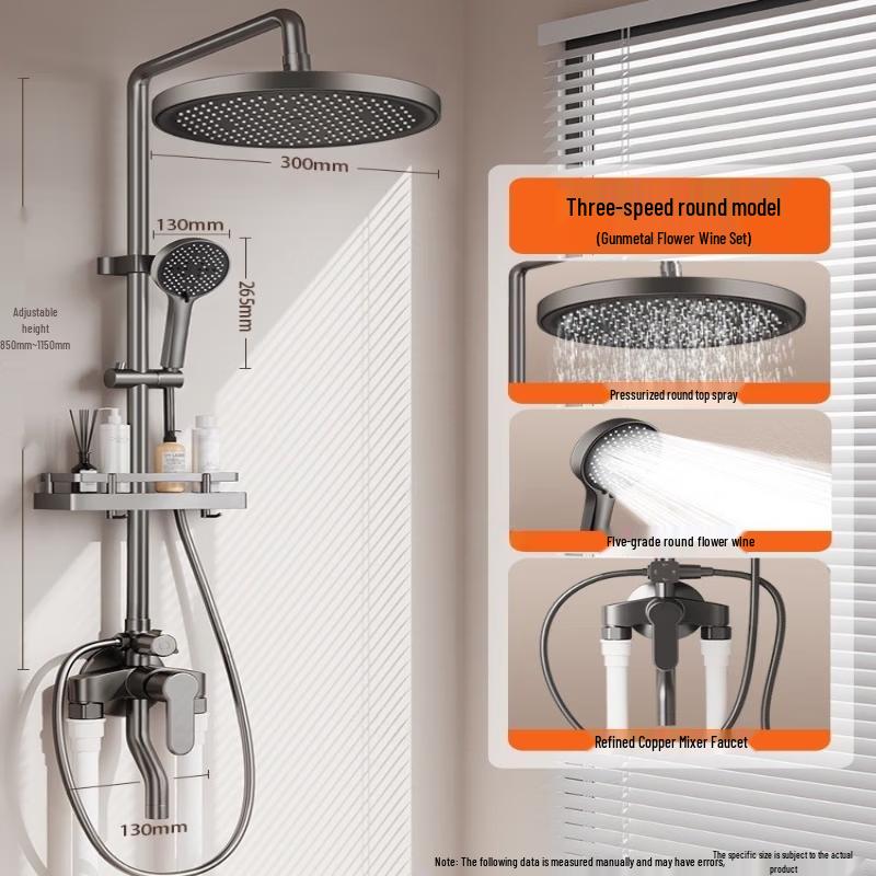 German Style Wall-Mounted Brass Shower Faucet System