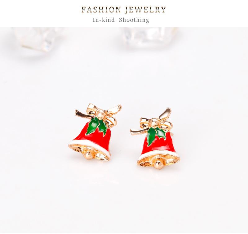 Women Christmas Small Bell Ear Studs Fashionable Earrings Jewelry Decoration for Ladies
