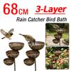 Bain d'oiseaux Capteur de pluie à 3 niveaux avec piquet en métal Bol d'alimentation en eau pour oiseaux Bain d'oiseaux et mangeoire pour l'extérieur Décoration de jardin