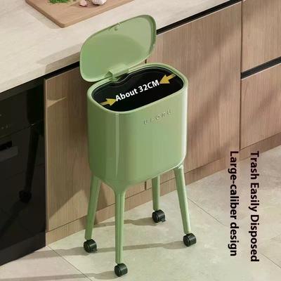 Poubelle Haute à Jambes Anti-Basculement avec Couvercle à Pression - Grande Capacité Ovale pour Cuisine et Salon, Plastique Durable